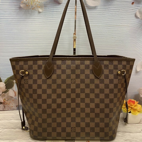 Louis Vuitton Handbags - Louis Vuitton Neverfull MM Damier Ebene Cherry Red Tote Shoulder Bag(SP2068)